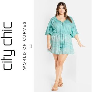 City Chic Plus Size Playsuit, Harlow Border Playsuit. Size 22